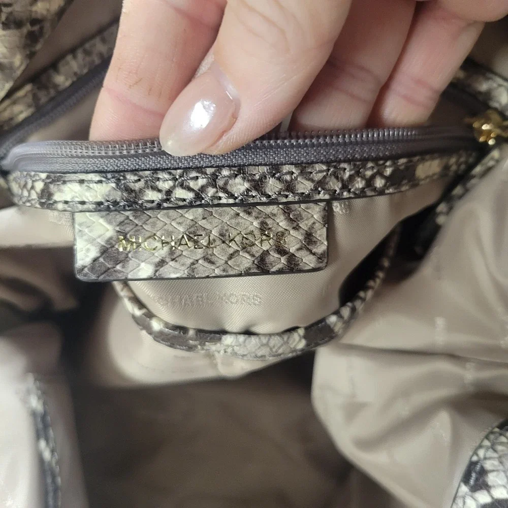 Michael Kors Gold Studded Large Hobo with Shoulder Strap Snake Skin‎ Print
